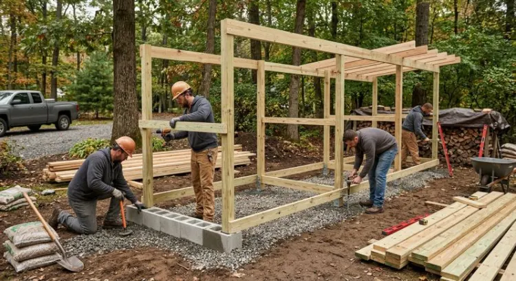 Installer un abri à bûches : dalle, charpente, ancrage… quel artisan appeler pour chaque étape ?