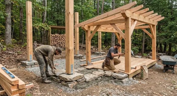 Installer un abri à bûches : dalle, charpente, ancrage… quel artisan appeler pour chaque étape ?
